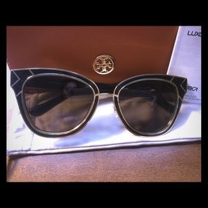 Tory Burch black and gold cat eye sunglasses